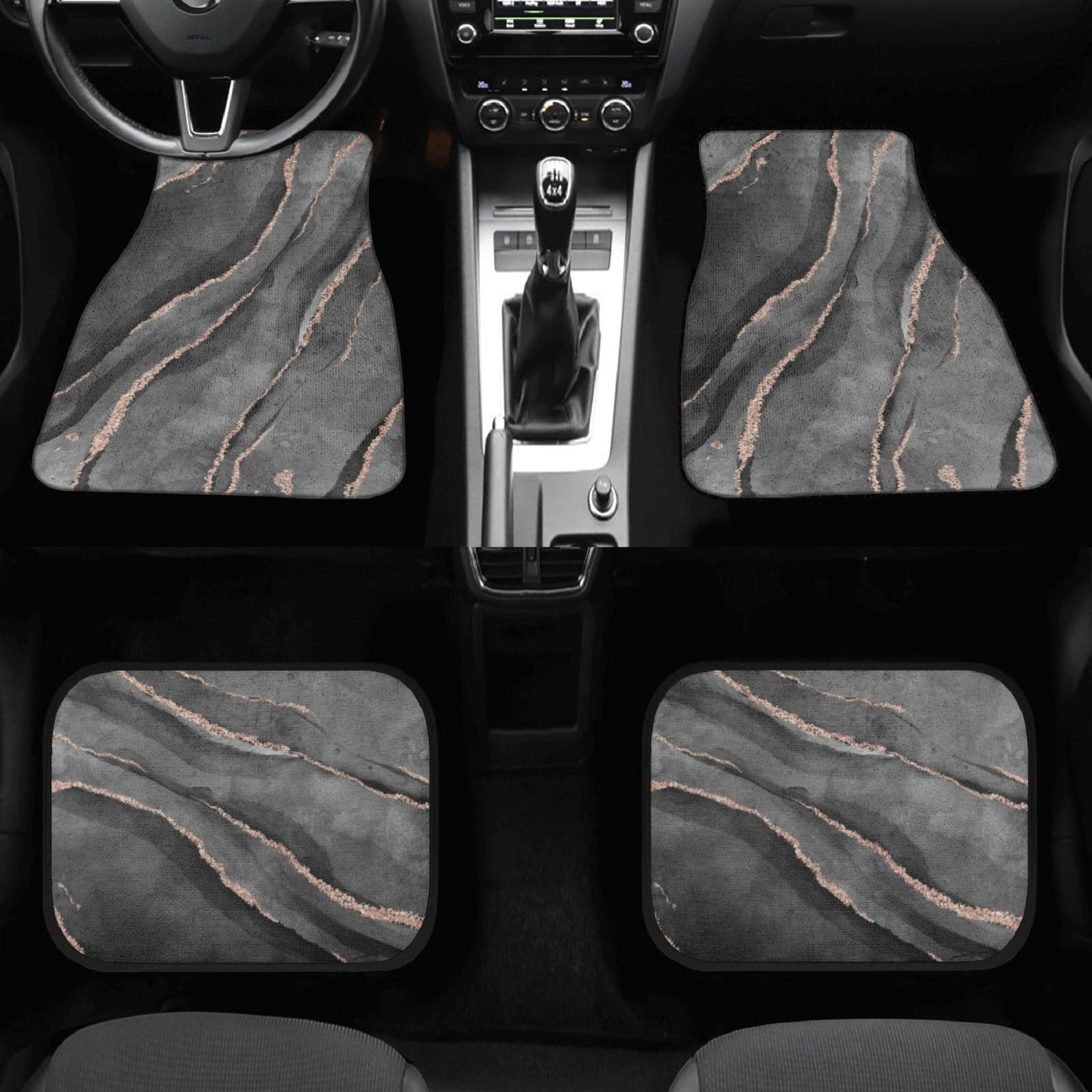 Black glitter Back and Front Car Floor Mats - sense forest