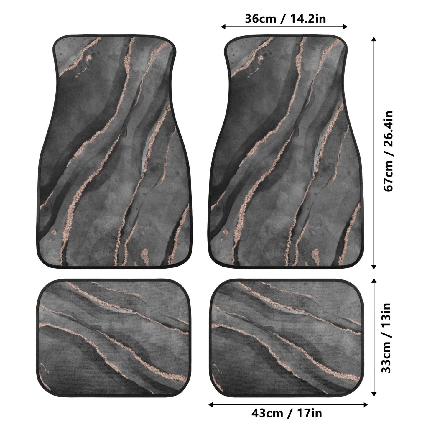 Black glitter Back and Front Car Floor Mats - sense forest