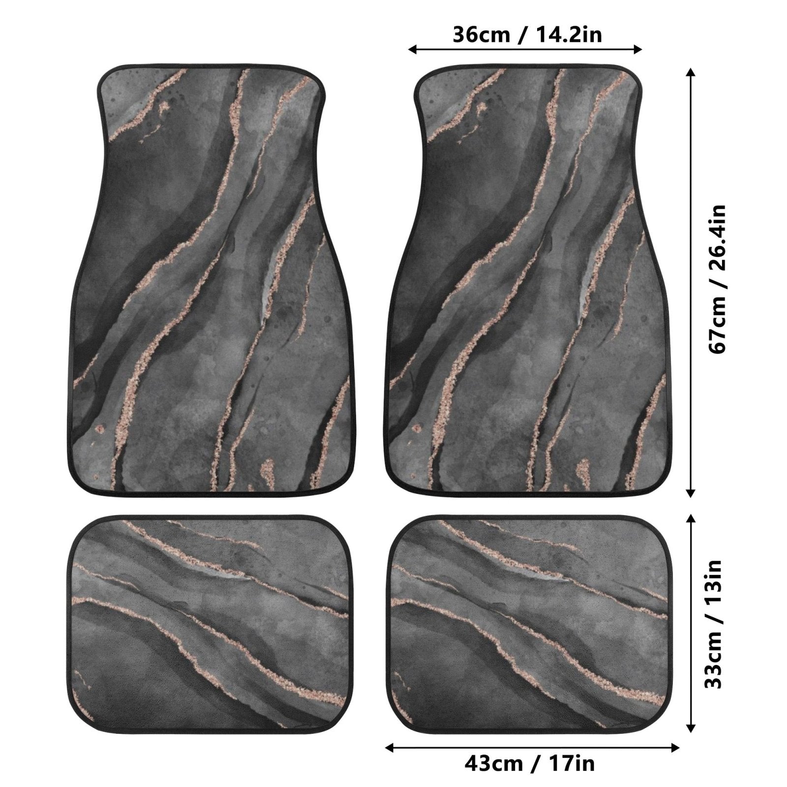 Black glitter Back and Front Car Floor Mats - sense forest