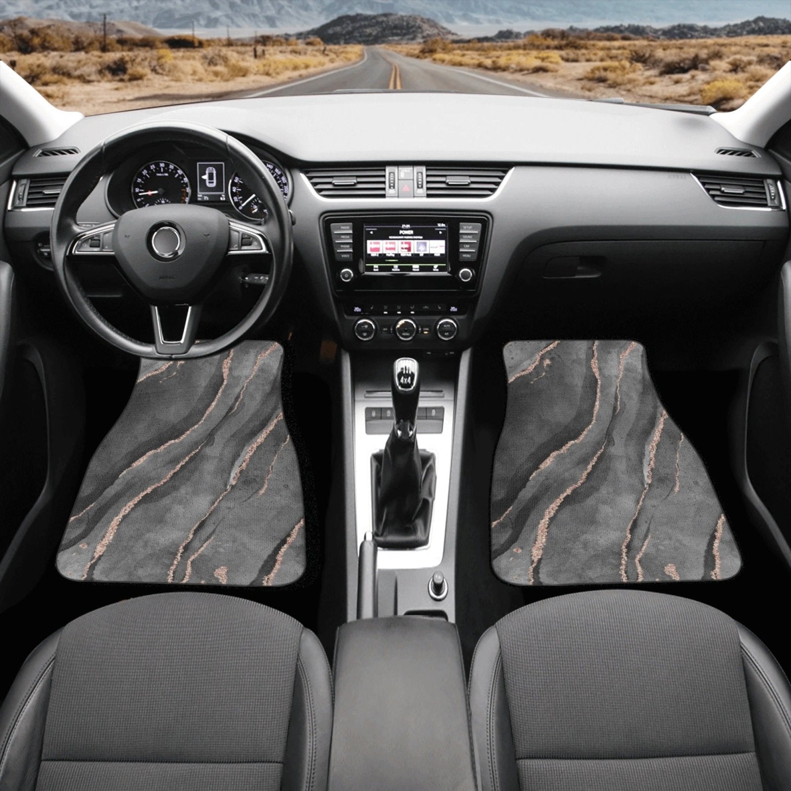 Black glitter Back and Front Car Floor Mats - sense forest