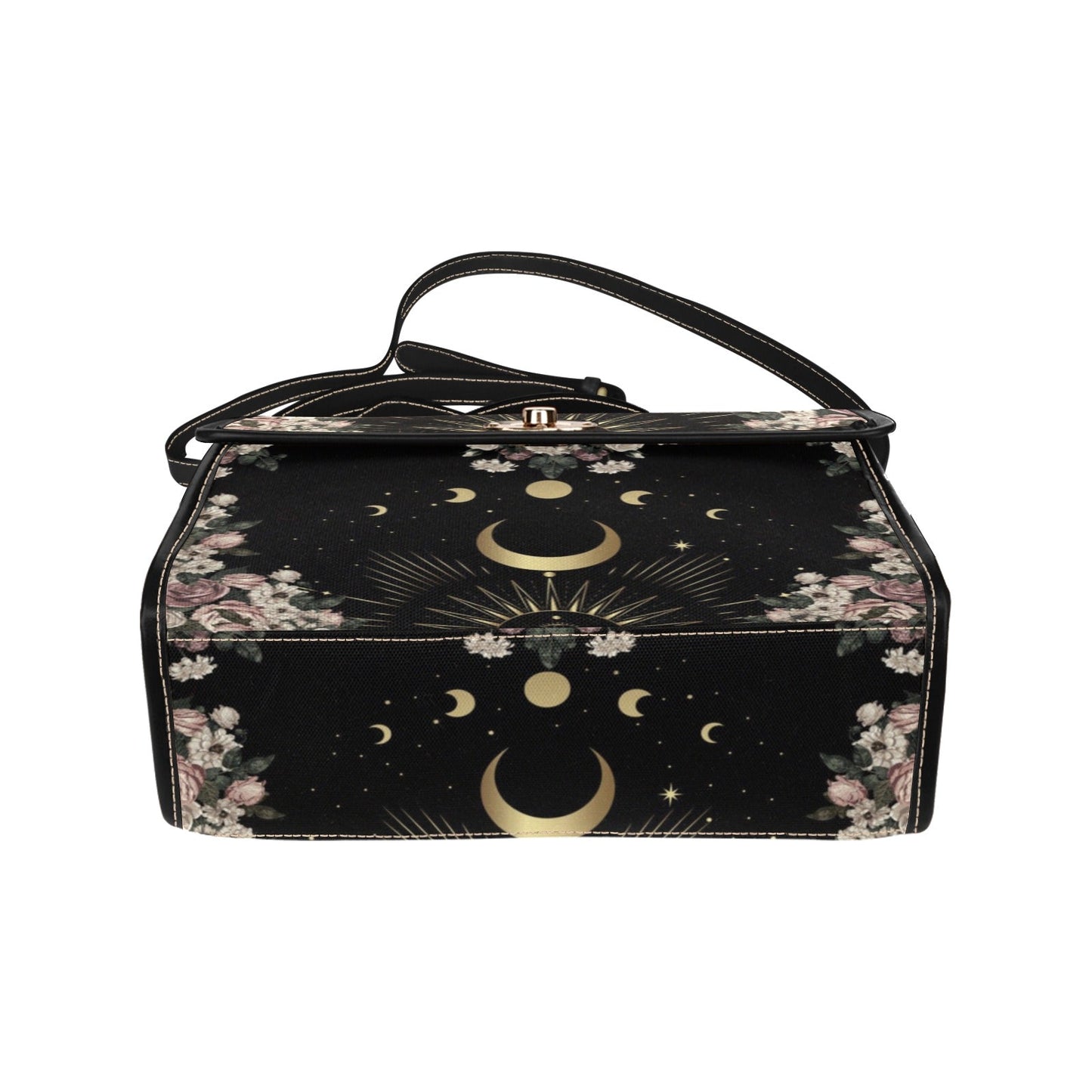 BLACK MOON ROSE WITCHY CANVAS SATCHEL BAG - sense forest