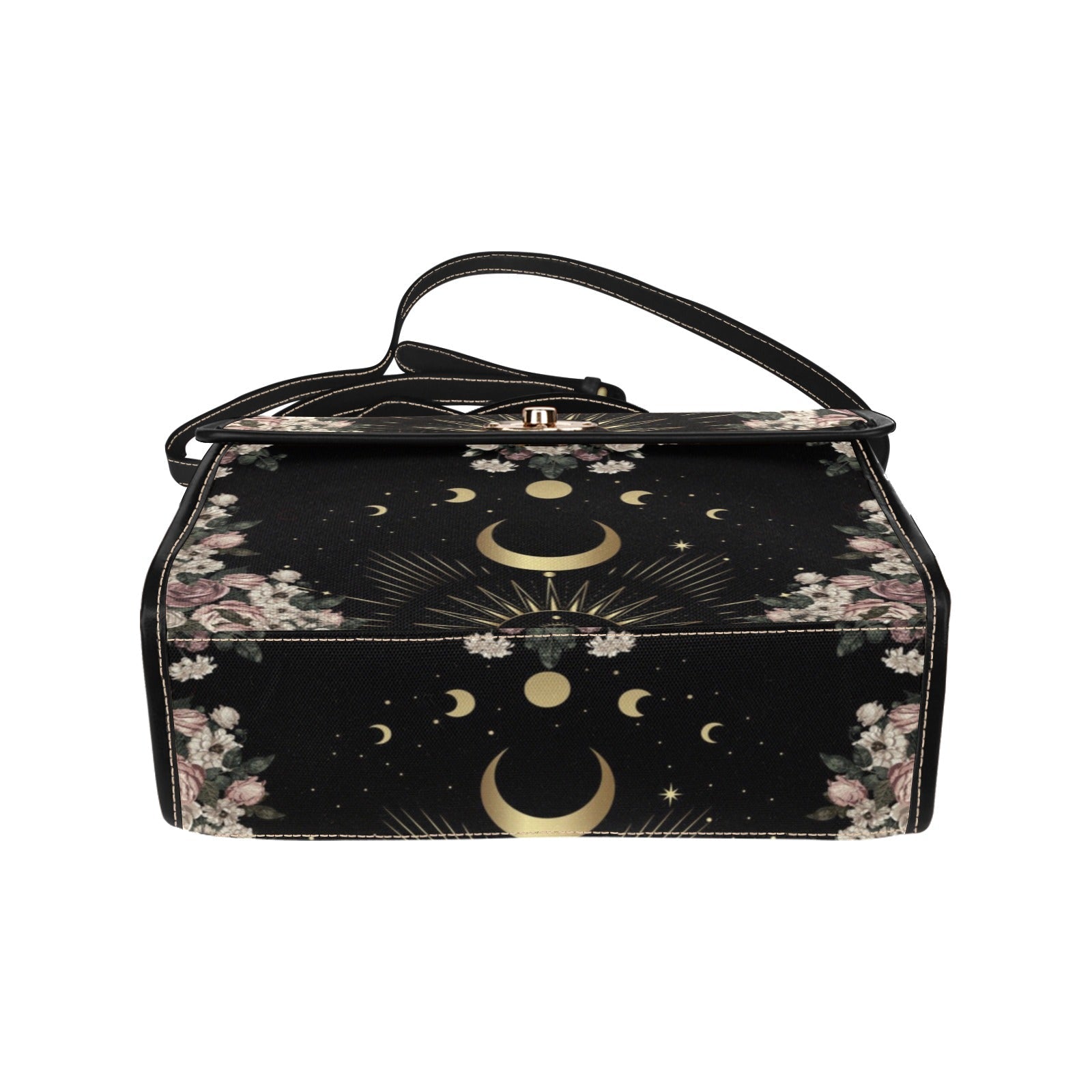 BLACK MOON ROSE WITCHY CANVAS SATCHEL BAG - sense forest