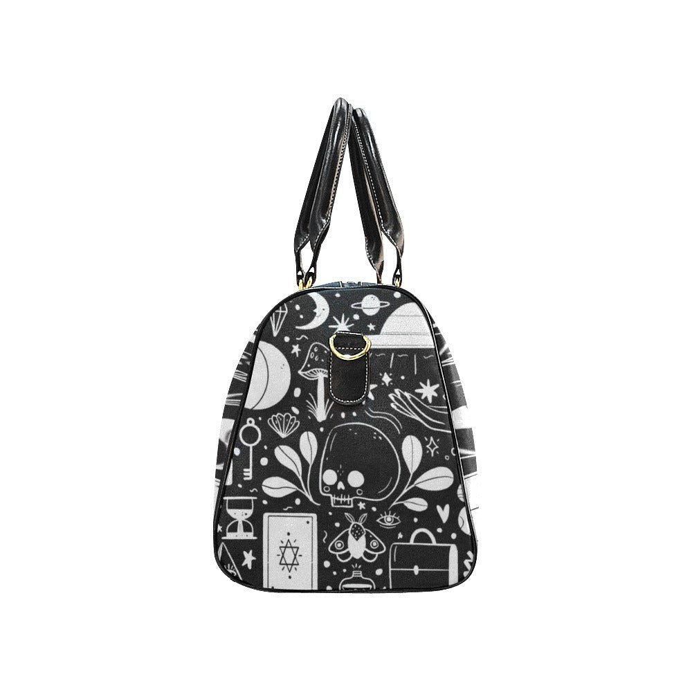Black mystical UFO small fashion duffle weekender Travel Bag - sense forest