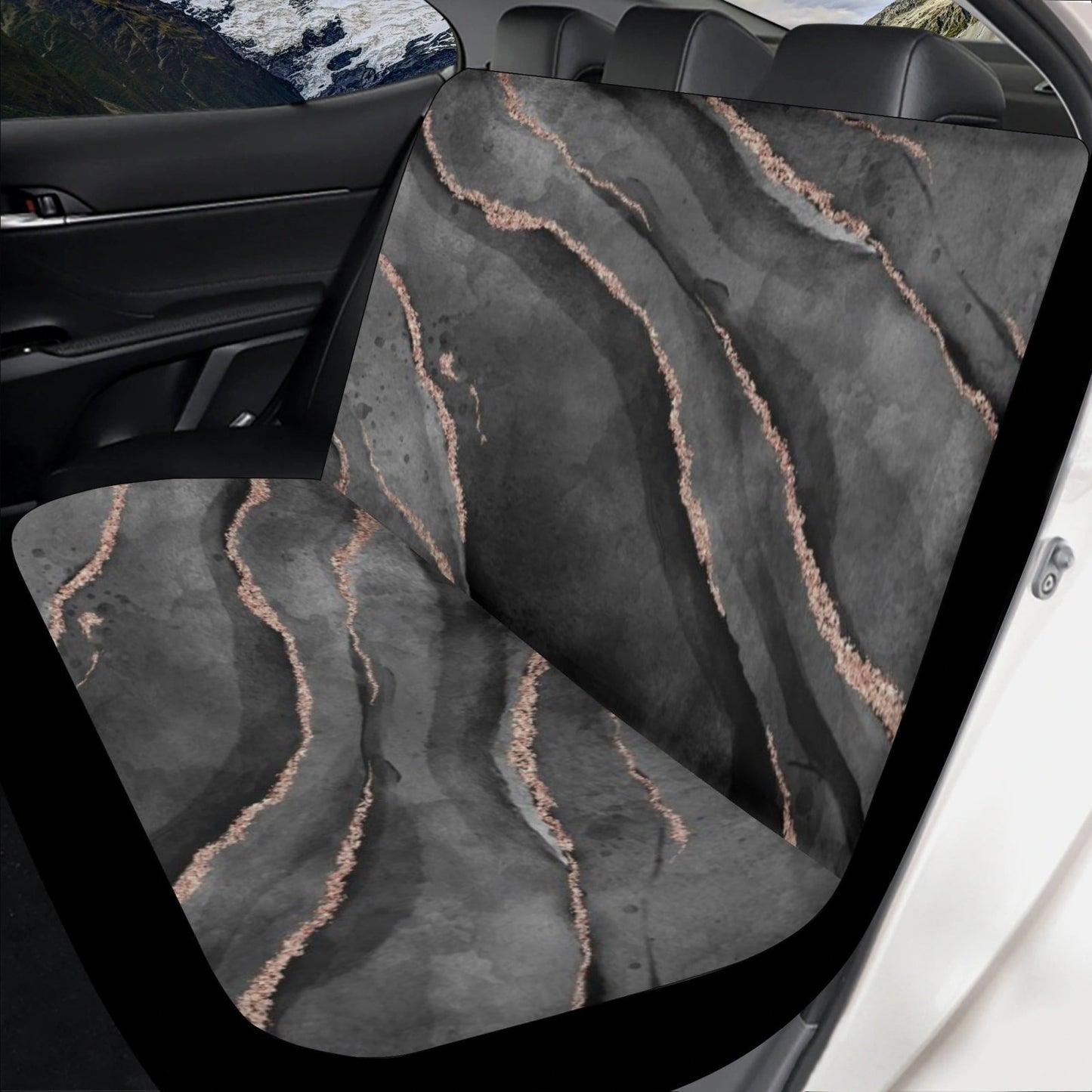 Black watercolor glitter Marble print Car Seat Cover Set - sense forest
