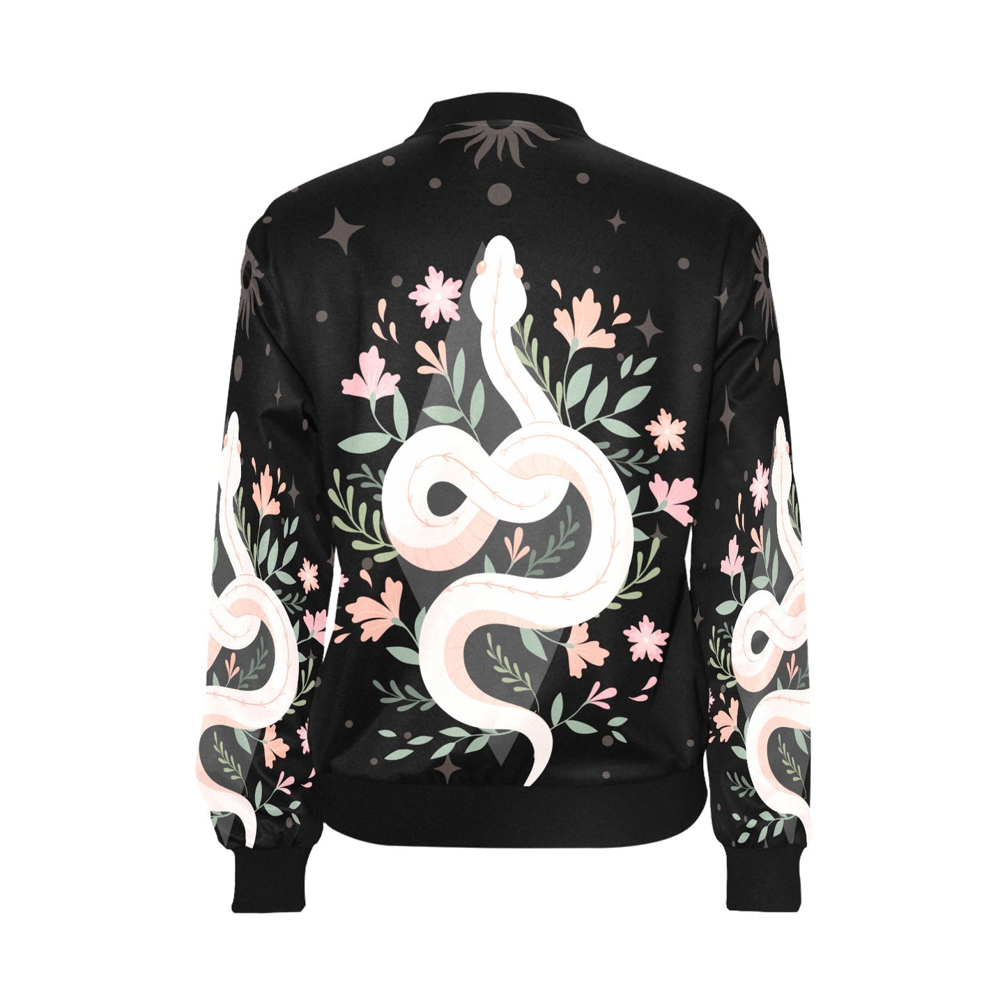 Boho Floral Snake Bomber jacket - sense forest