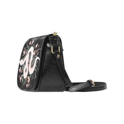 Boho floral snake Vegan leather Classic Saddle Bag - sense forest