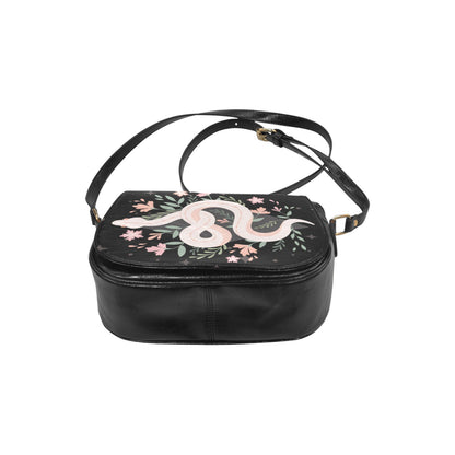 Boho floral snake Vegan leather Classic Saddle Bag - sense forest
