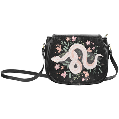 Boho floral snake Vegan leather Classic Saddle Bag - sense forest