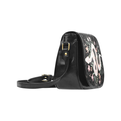 Boho floral snake Vegan leather Classic Saddle Bag - sense forest