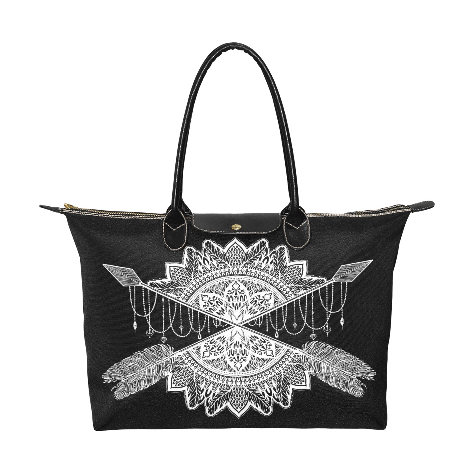 Boho Mandala Arrow Women's Classic zip tote Handbag - sense forest