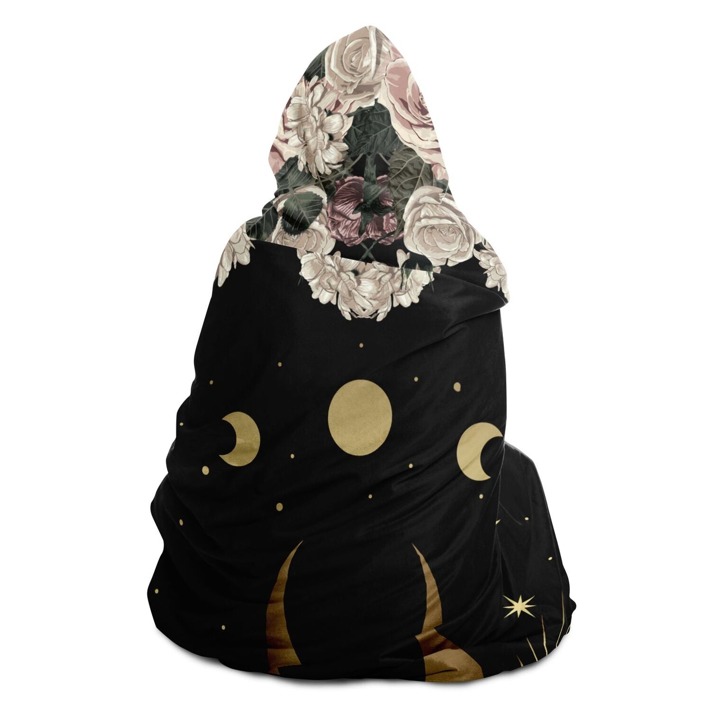 Boho Pale Rose Moon Phase Witchy Hooded Blanket - sense forest