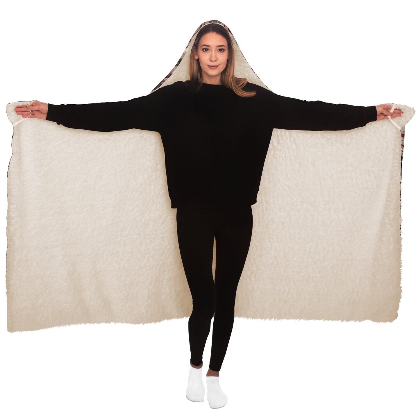 Boho Pale Rose Moon Phase Witchy Hooded Blanket - sense forest