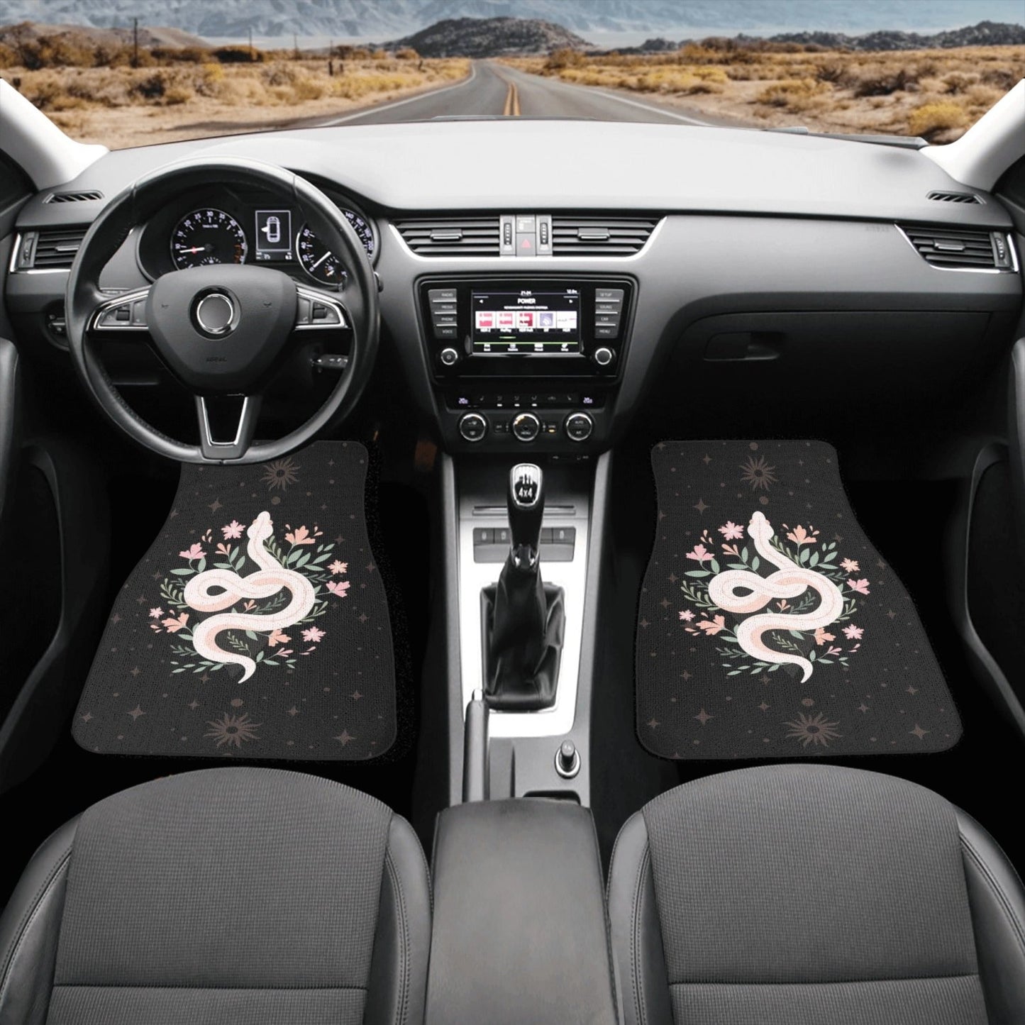 Boho Snake Back and Front Car Floor Mats - sense forest