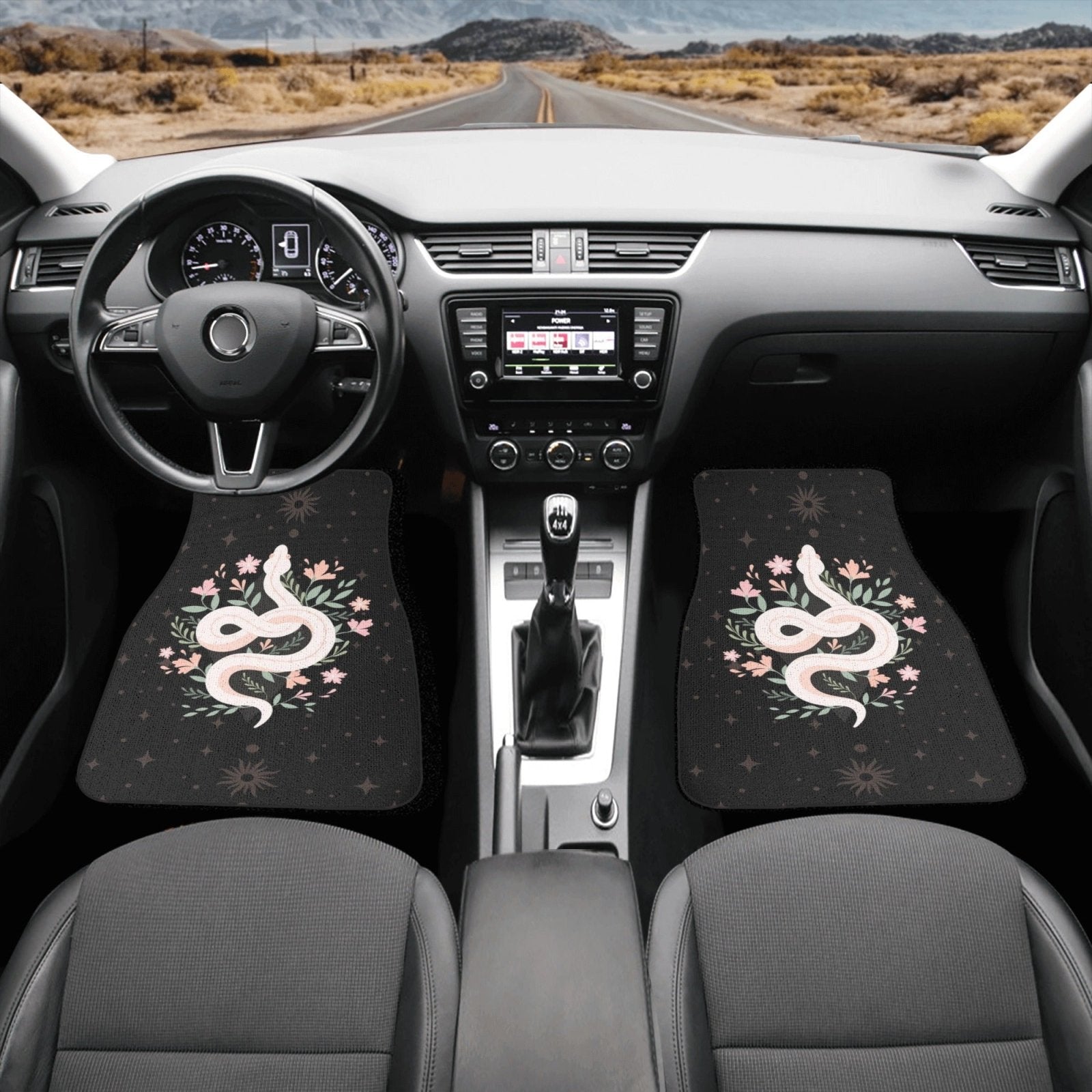Boho Snake Back and Front Car Floor Mats - sense forest