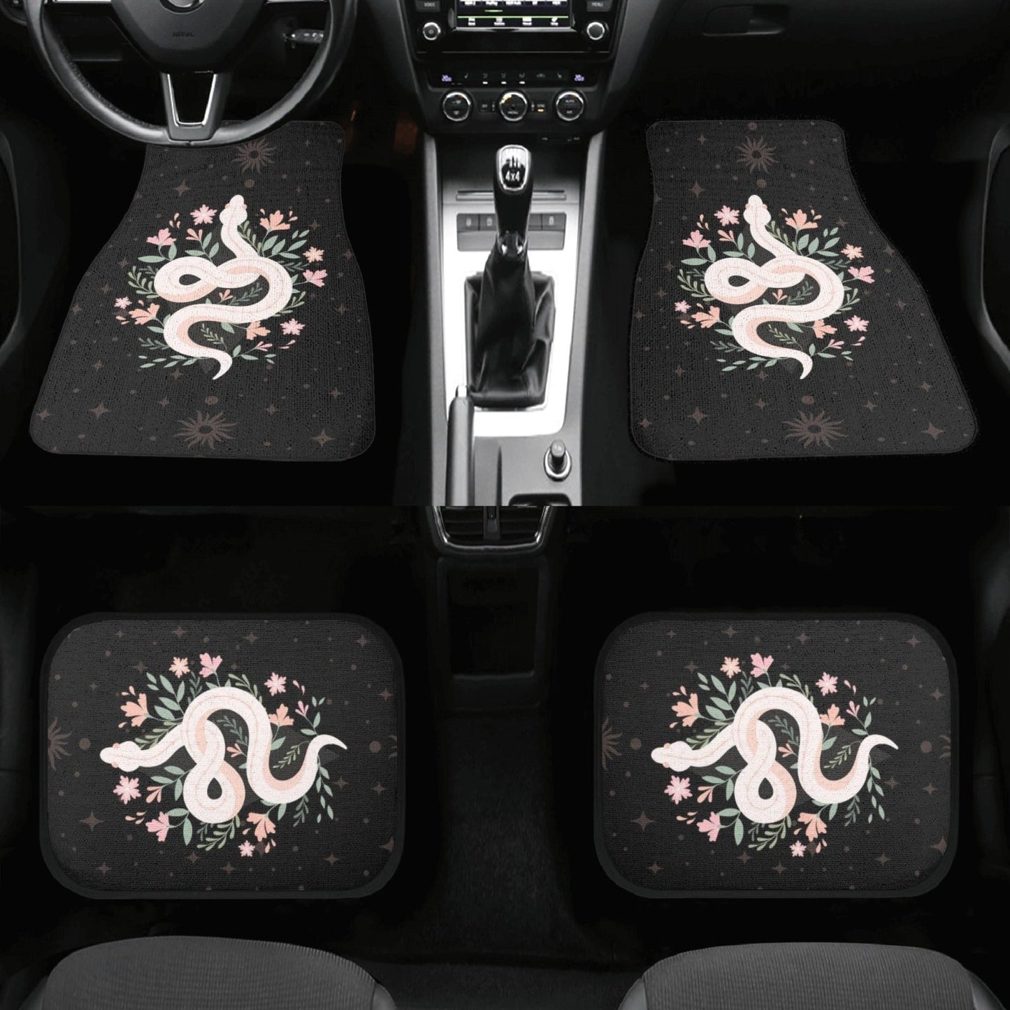 Boho Snake Back and Front Car Floor Mats - sense forest