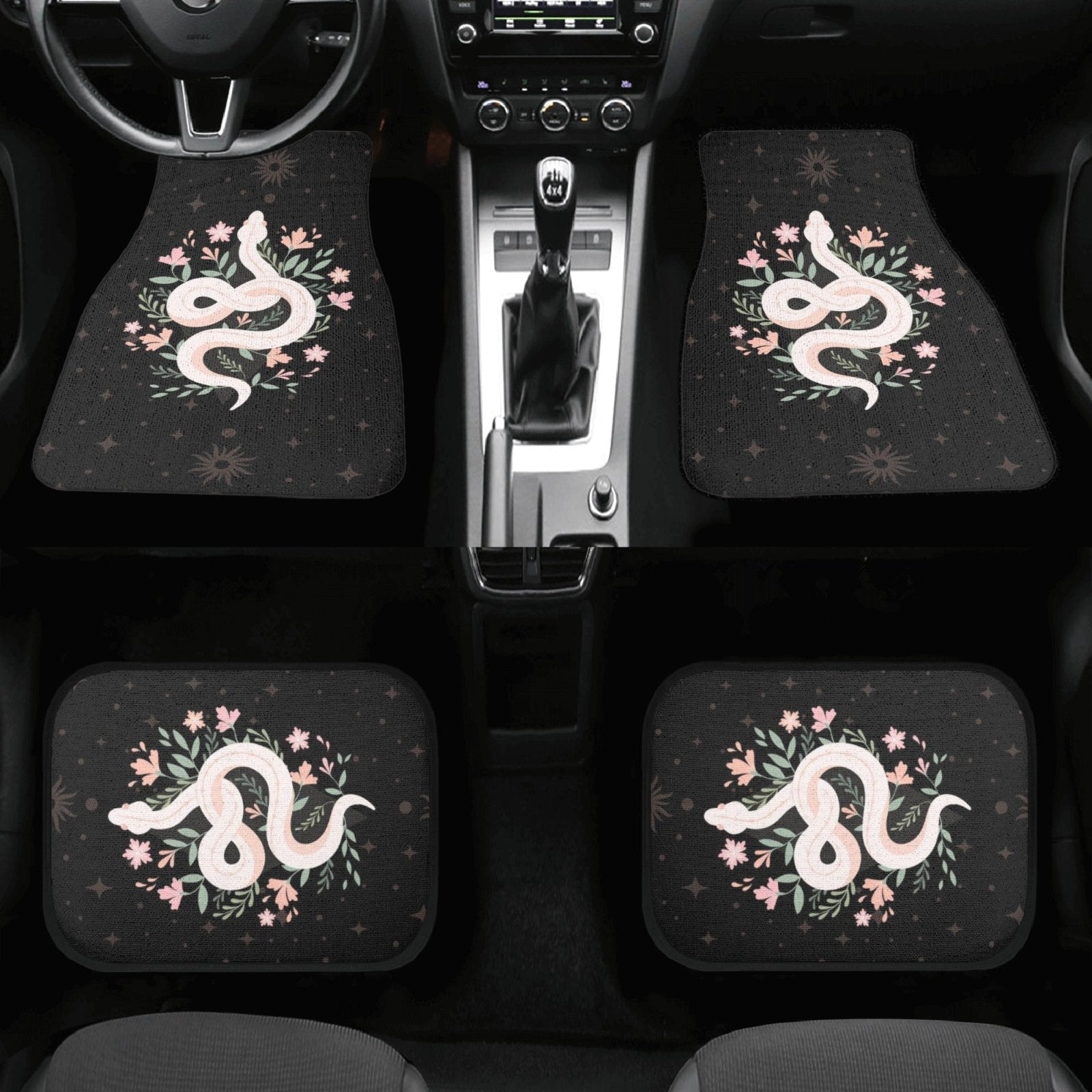 Boho Snake Back and Front Car Floor Mats - sense forest