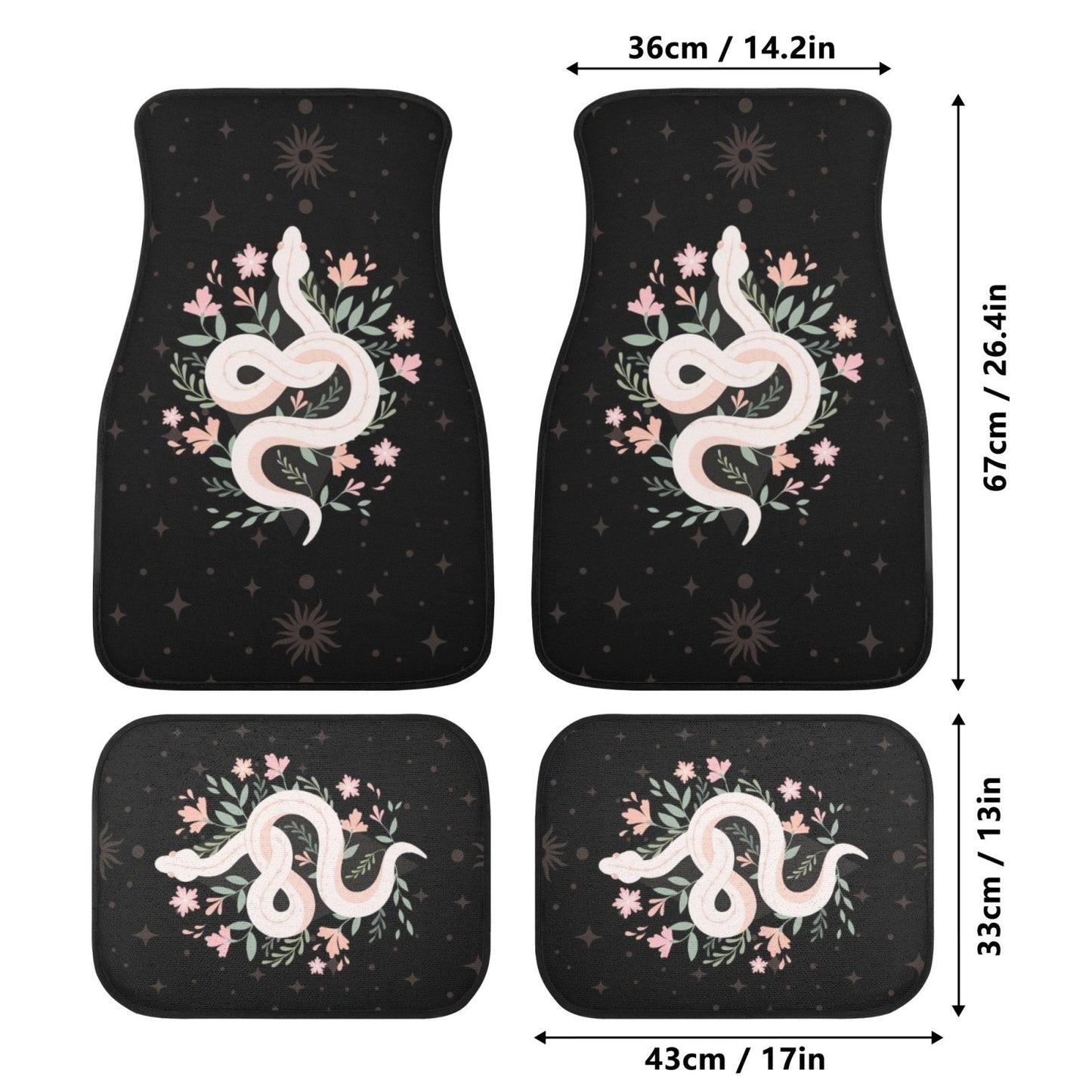 Boho Snake Back and Front Car Floor Mats - sense forest