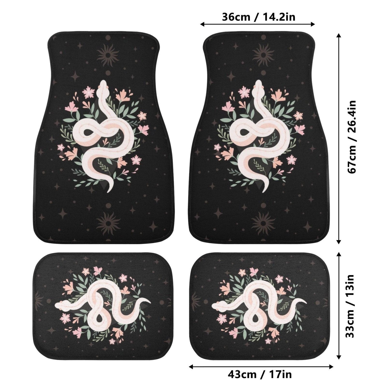 Boho Snake Back and Front Car Floor Mats - sense forest