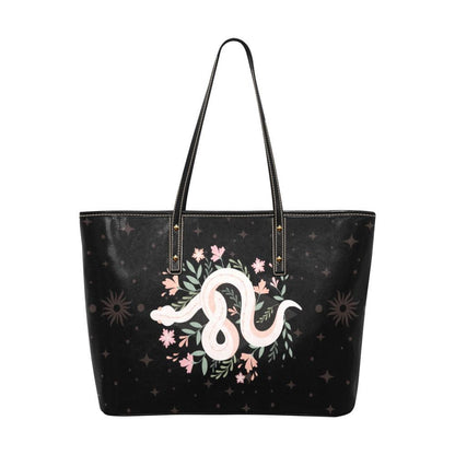 Boho Snake Leather zip tote PU Leather Tote Bag(Model1709) - sense forest