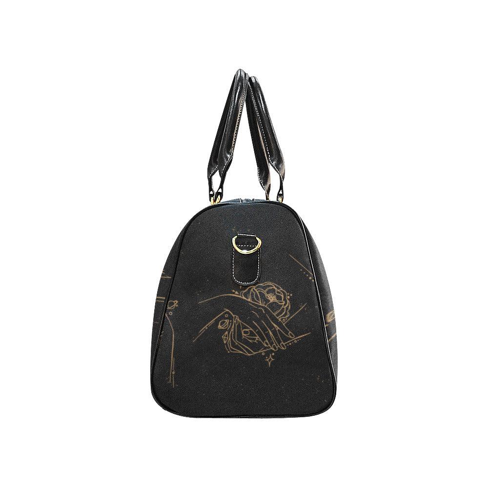 Boho witch hands small duffle Black Travel Bag - sense forest