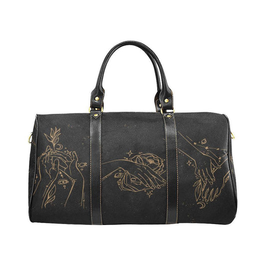 Boho witch hands small duffle Black Travel Bag - sense forest