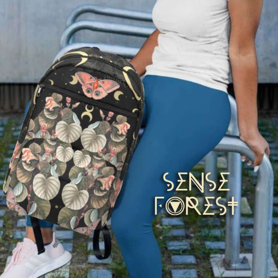 Boho witch Moth garden backpack Travel Backpack(Large Capacity - sense forest