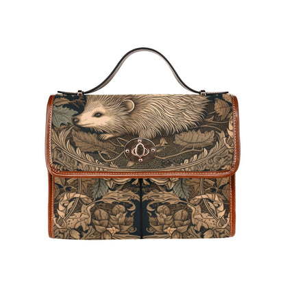Brown hedgehog canvas satchel bag - sense forest