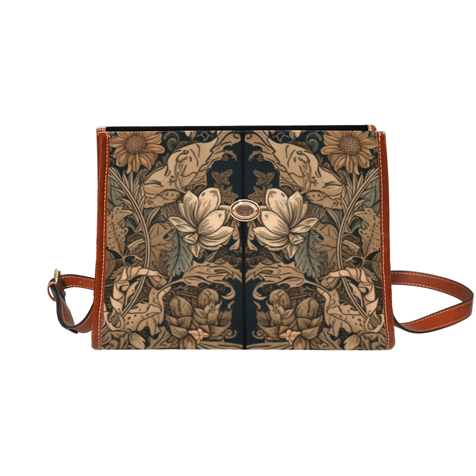 Brown hedgehog canvas satchel bag - sense forest