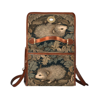 Brown hedgehog canvas satchel bag - sense forest
