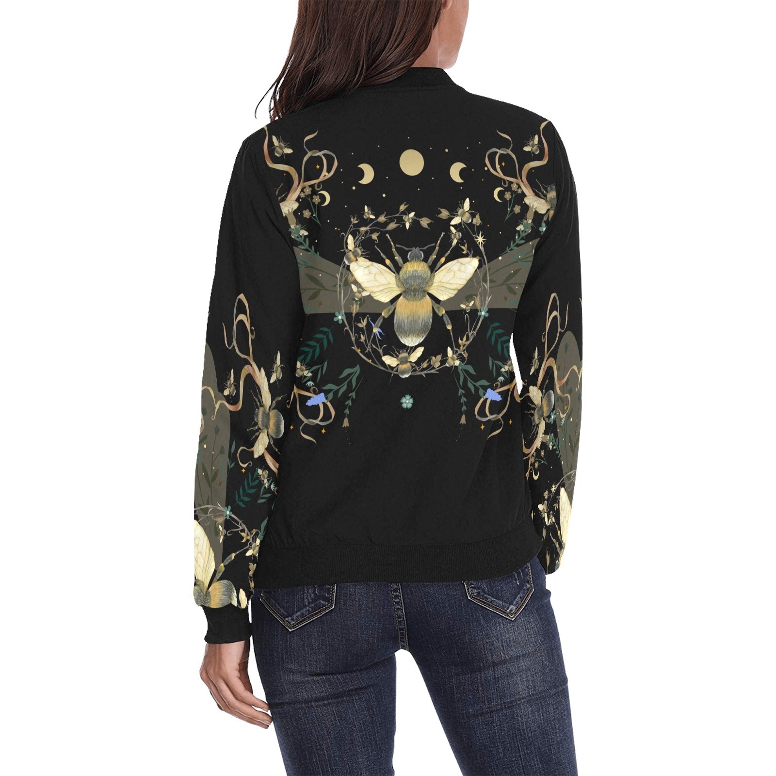 Bumble Bee Bomber Women Bomber Jacket - sense forest