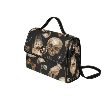 SKULL HANDS MUSHROOM WITCHY CANVAS SATCHEL BAG