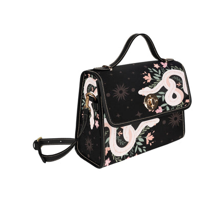 BLACK BOHO witchy SNAKE CANVAS SATCHEL BAG