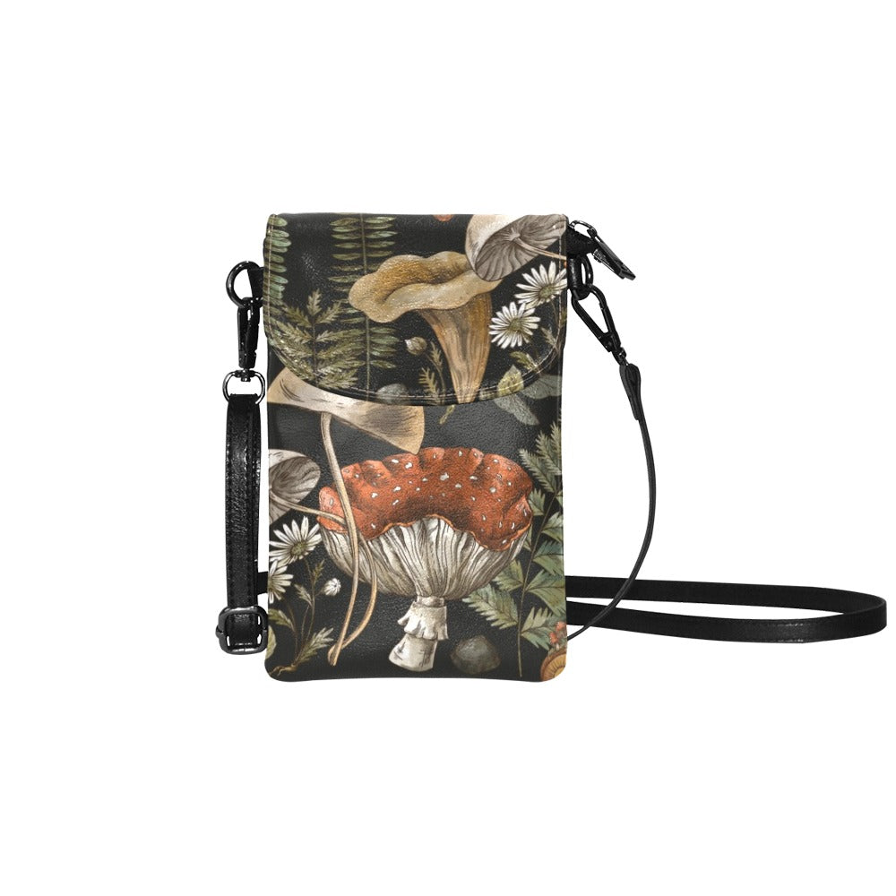 Mushroom forest Vegan leather phone purse