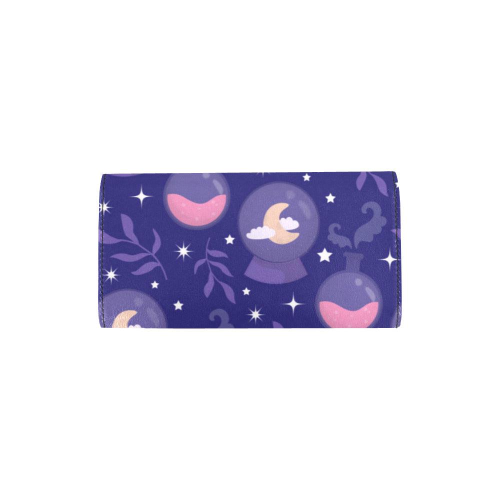 Kawaii Witchy Potion trifold Vegan leather Long Clutch Wallet