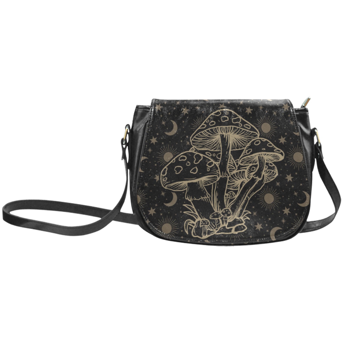 Witchy Mushroom Celestial Classic Cottagecore Saddle Bag