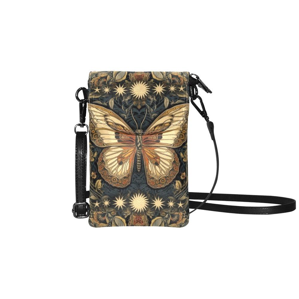 Celestial butterfly Vegan leather phone purse - sense forest