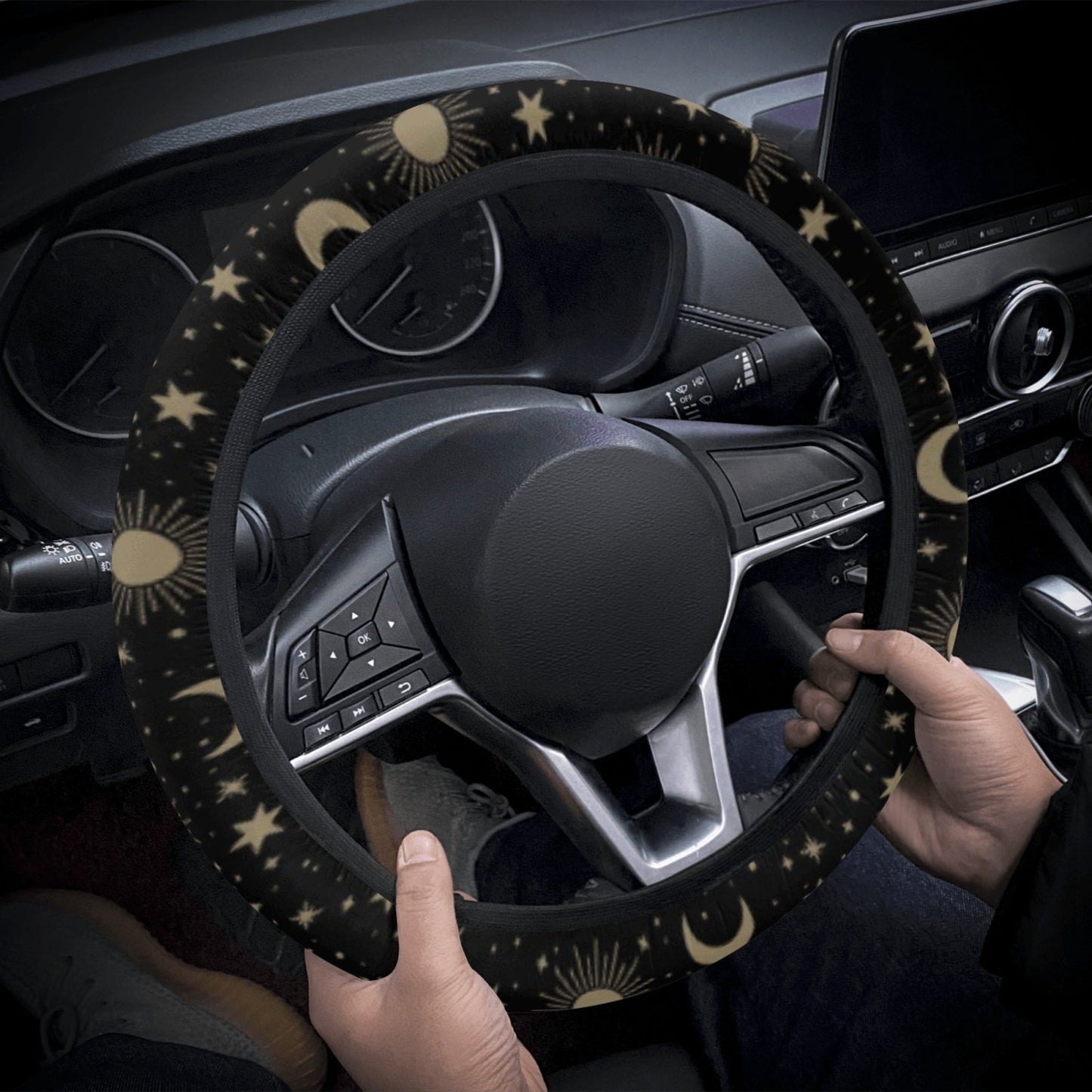 Celestial Sun Moon Star Car Steering Wheel Cover - sense forest