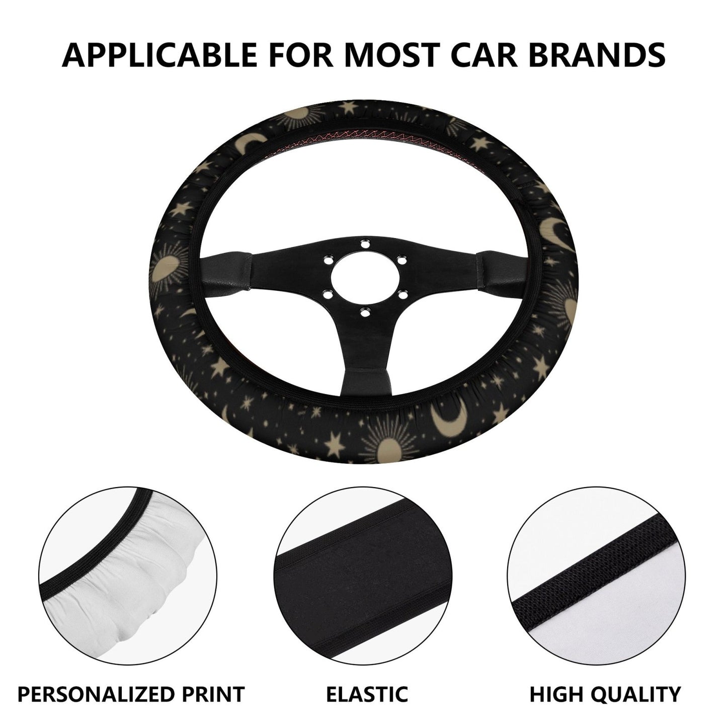 Celestial Sun Moon Star Car Steering Wheel Cover - sense forest