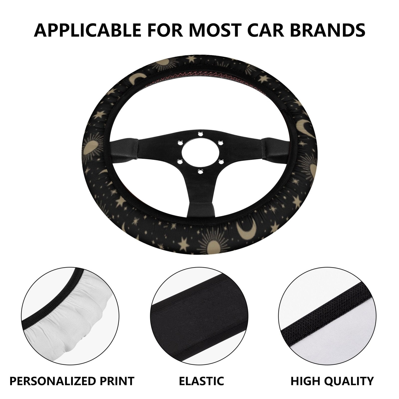 Celestial Sun Moon Star Car Steering Wheel Cover - sense forest