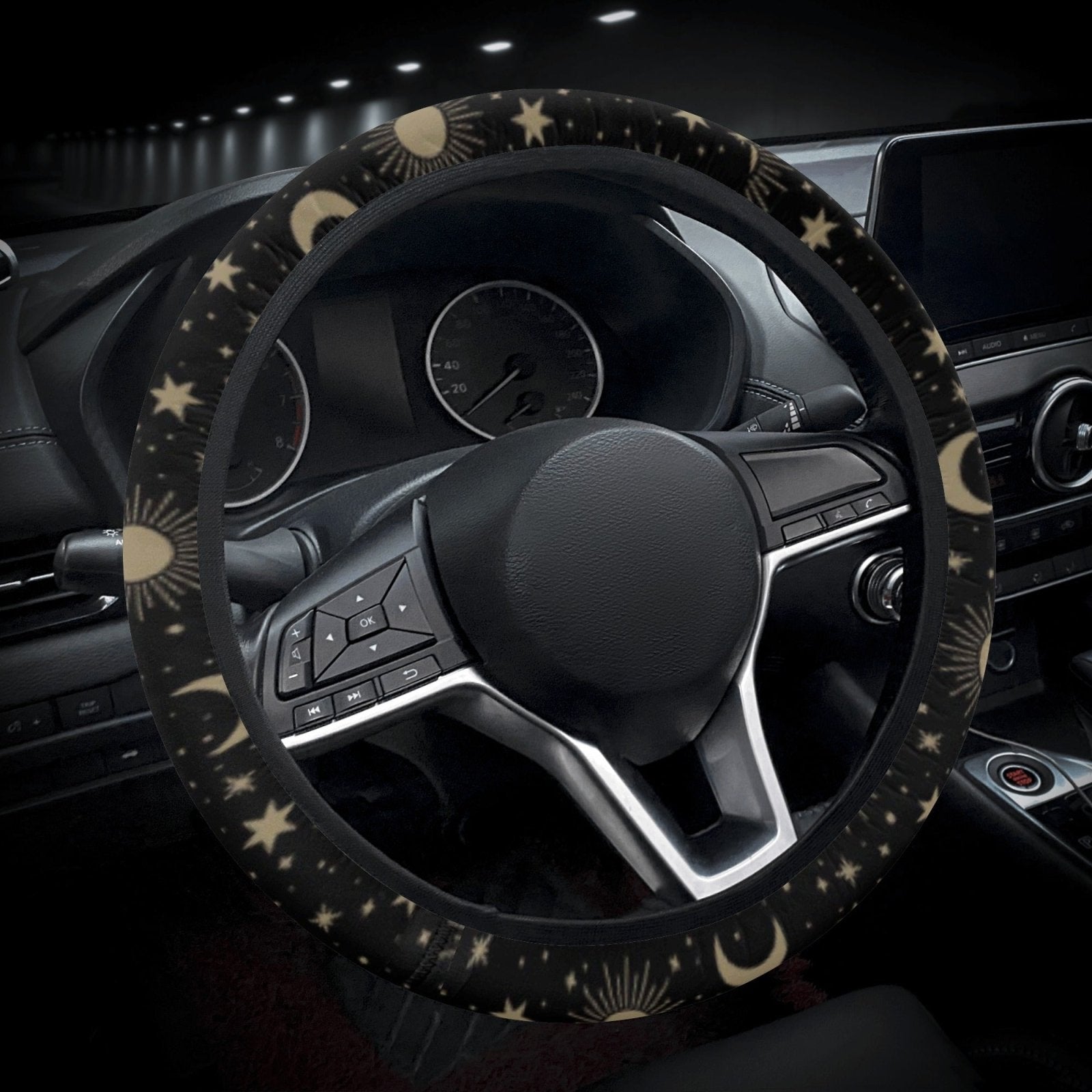 Celestial Sun Moon Star Car Steering Wheel Cover - sense forest