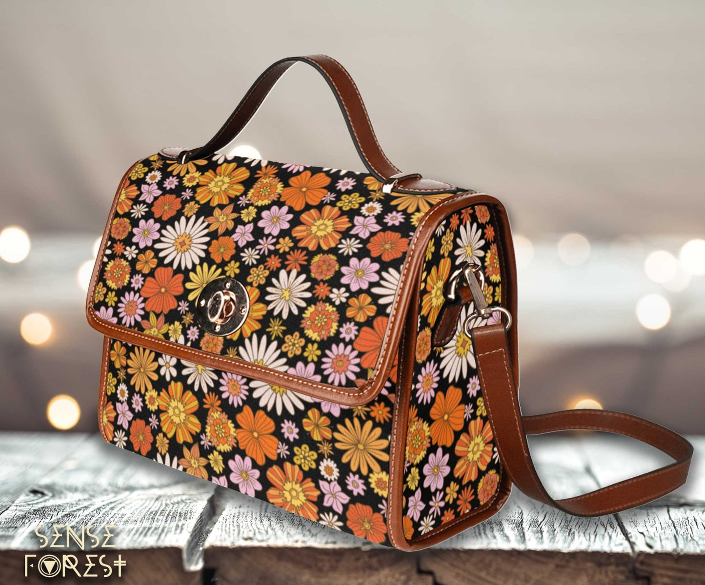 Cottagecore 70s Daisy print satchel bag - sense forest