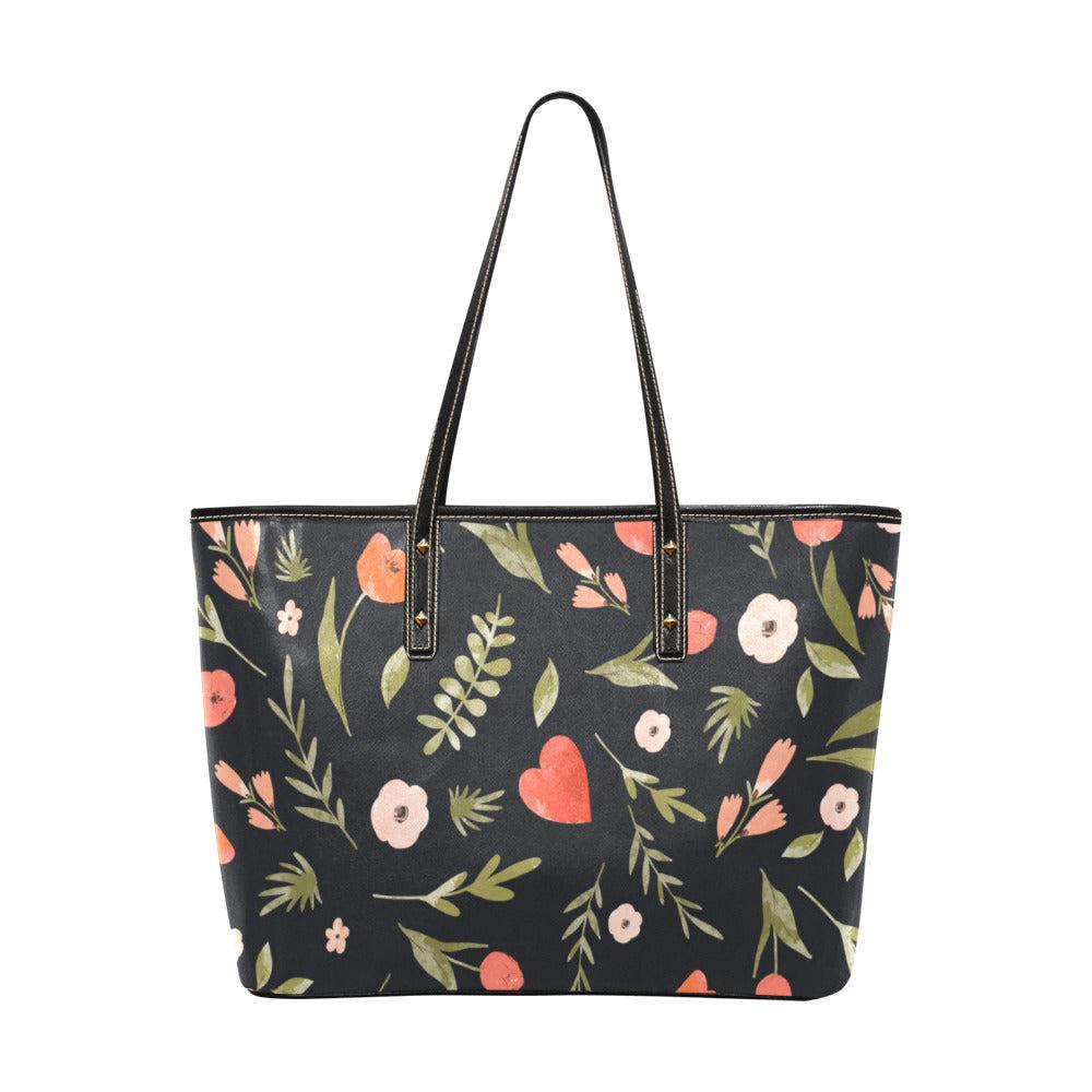 Cottagecore dried flower Ritual Vegan Leather Zip top Tote Bag - sense forest