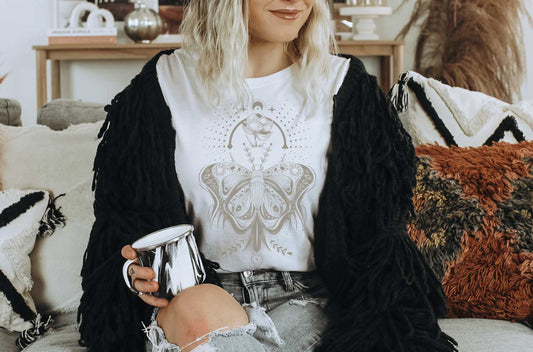 Cottagecore Forest witch Lotus Moth Jersey Short Sleeve Tee - sense forest