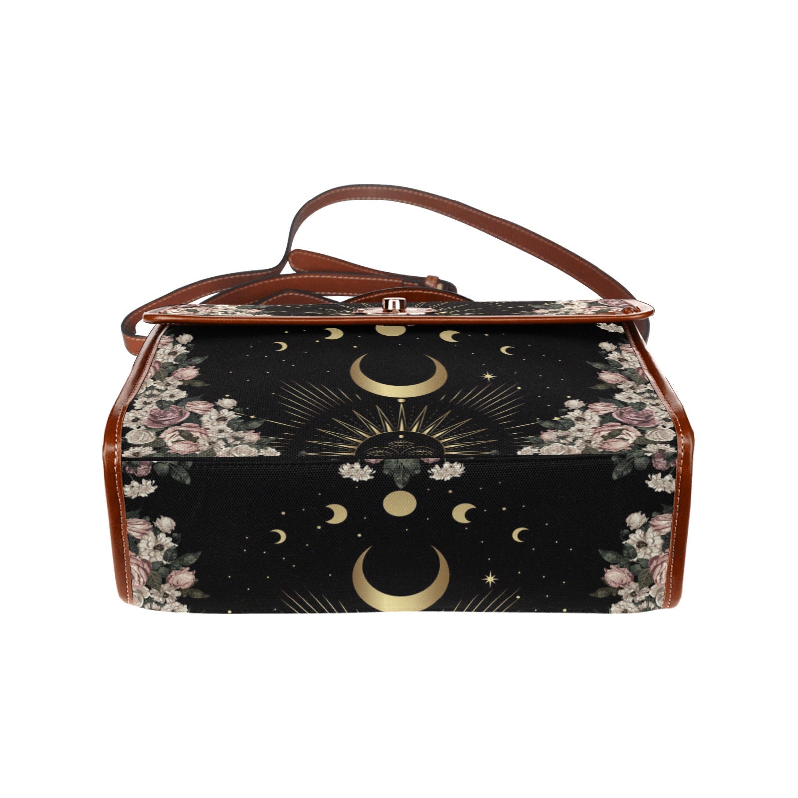 Cottagecore Pale Rose Moon Purse Canvas Satchel Bag - sense forest