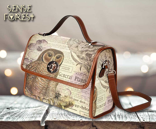 Cottagecore Witchy Owl Canvas satchel Bag - sense forest