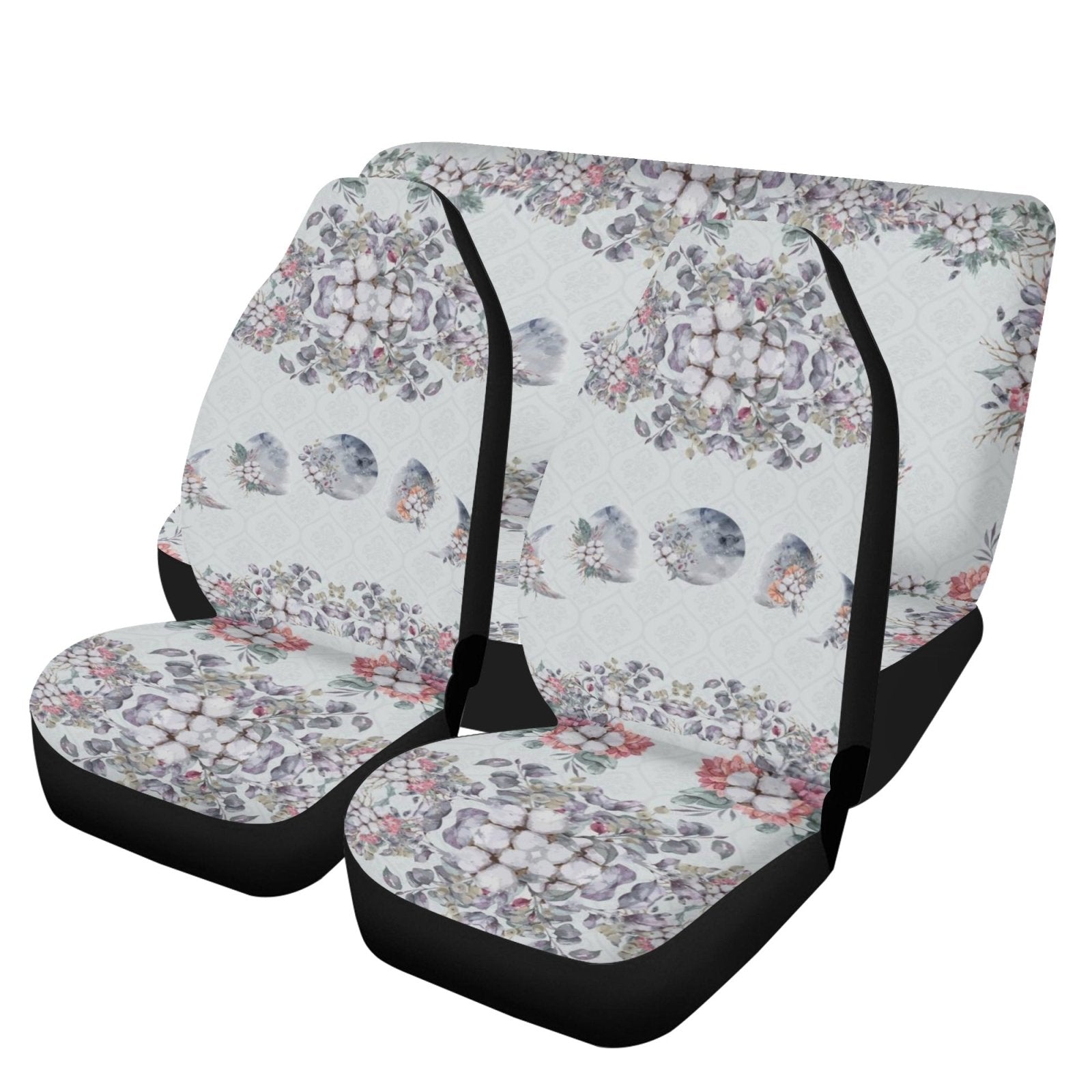 Cotton Floral Moon Phase Car Seat Cover Set - sense forest