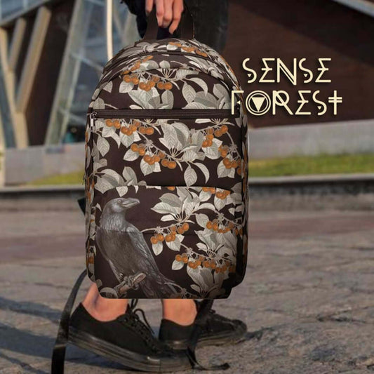 Crow in berry bush witchy Raven backpack Travel Backpack(Large Capacity) - sense forest
