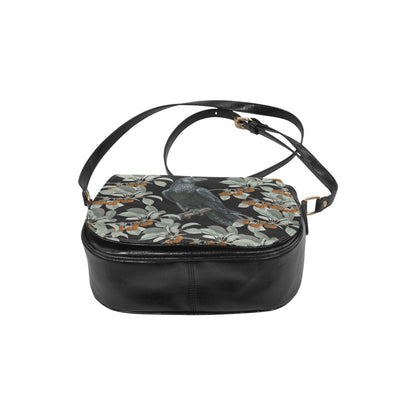 Crow in the berry bush Vegan Leather crossbody saddle bag | Sense Forest - sense forest
