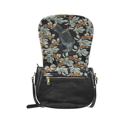 Crow in the berry bush Vegan Leather crossbody saddle bag | Sense Forest - sense forest