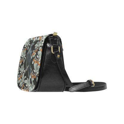 Crow in the berry bush Vegan Leather crossbody saddle bag | Sense Forest - sense forest